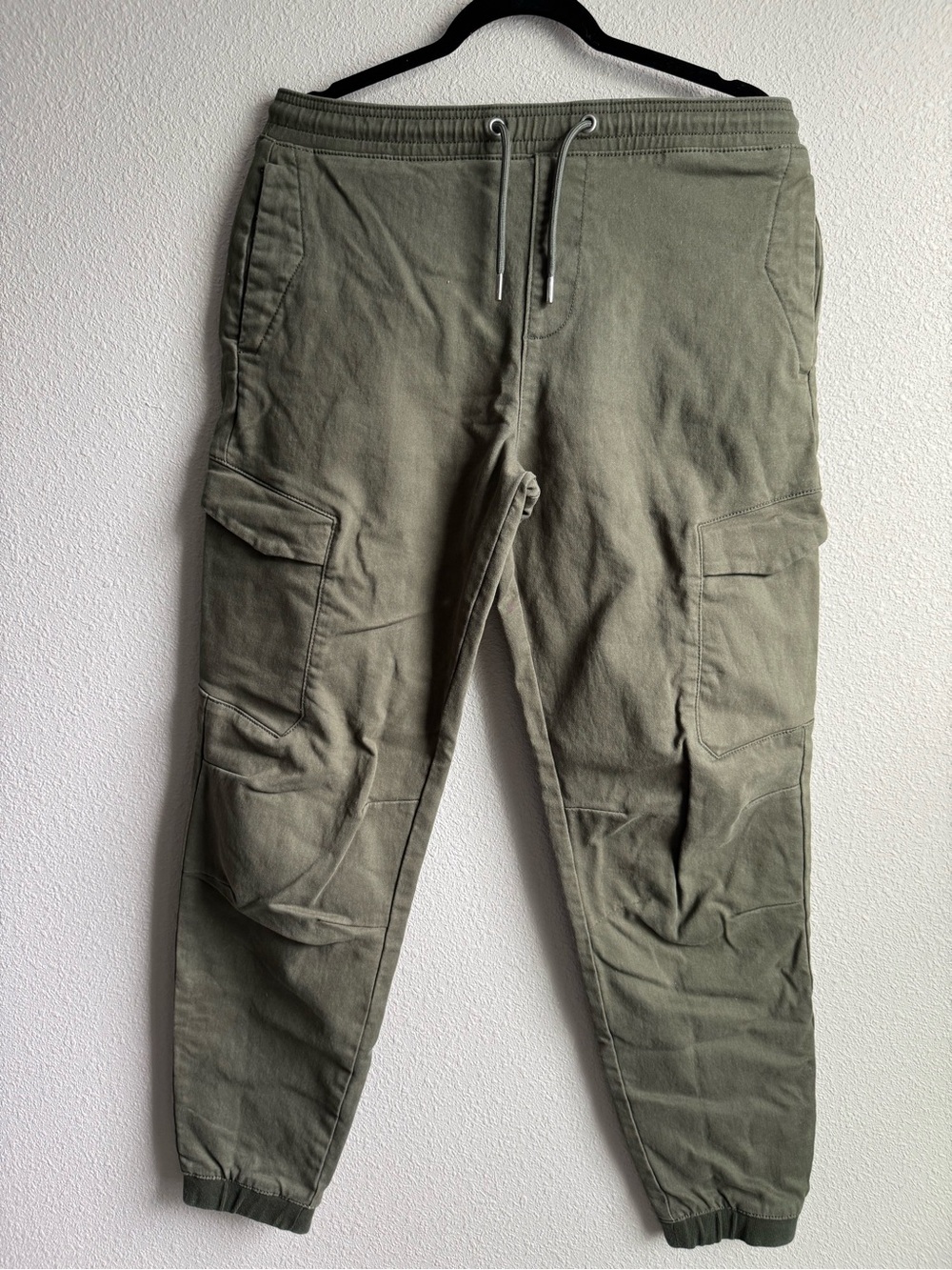 Denim&Co Olive Green Cargo Joggers with Drawstring